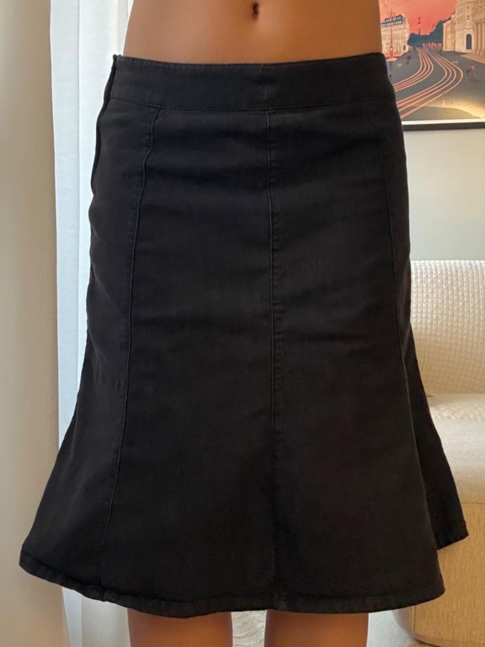 ♡ Black Denim Skirt Flared Out Ballerina Style ♡
